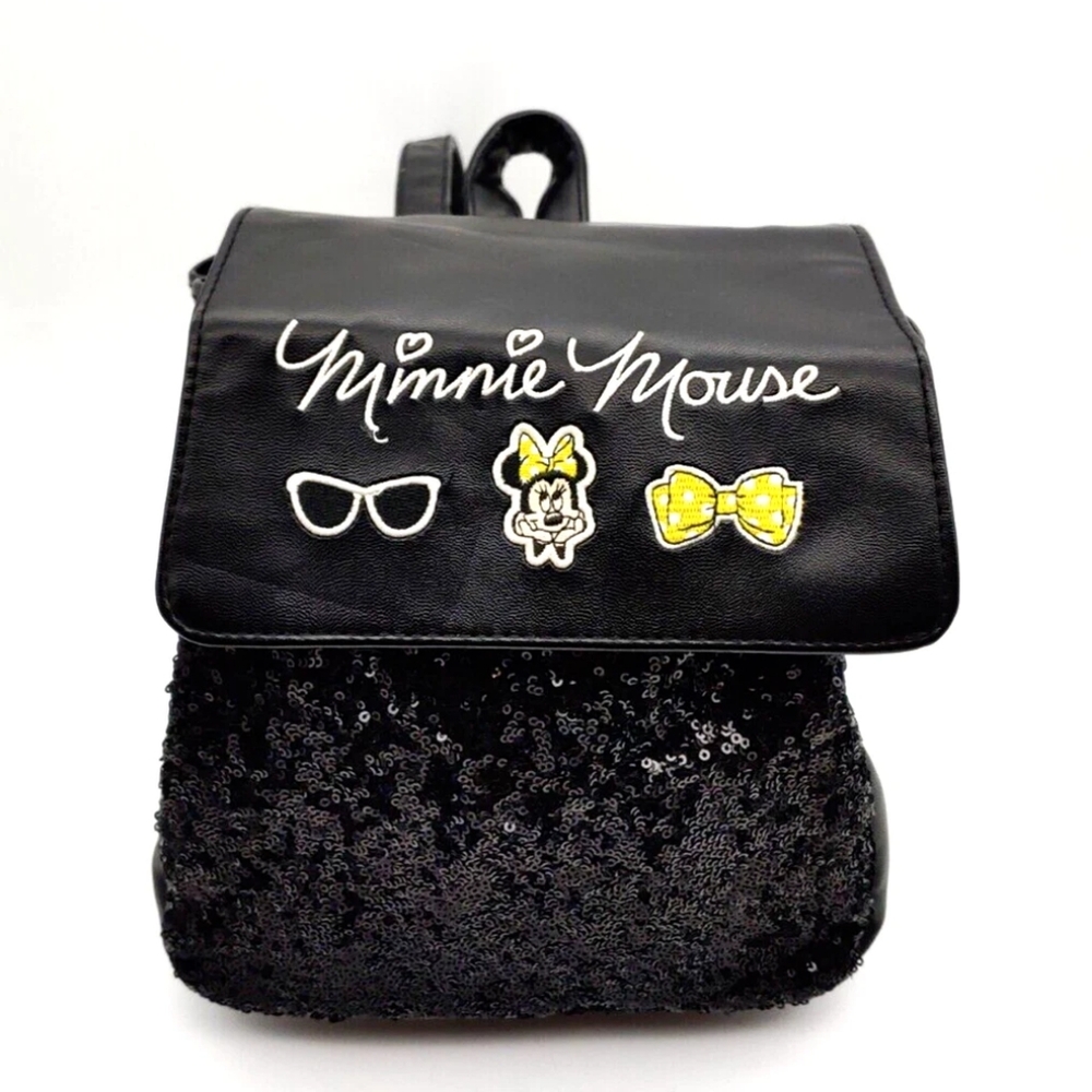 Disney Minnie Mouse Black Sequin Backpack